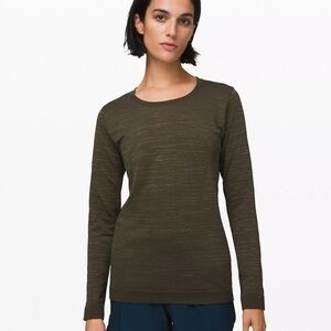 Lululemon Swiftly Relaxed Long Sleeve - size 8 - Dark Olive/Fatigue Green